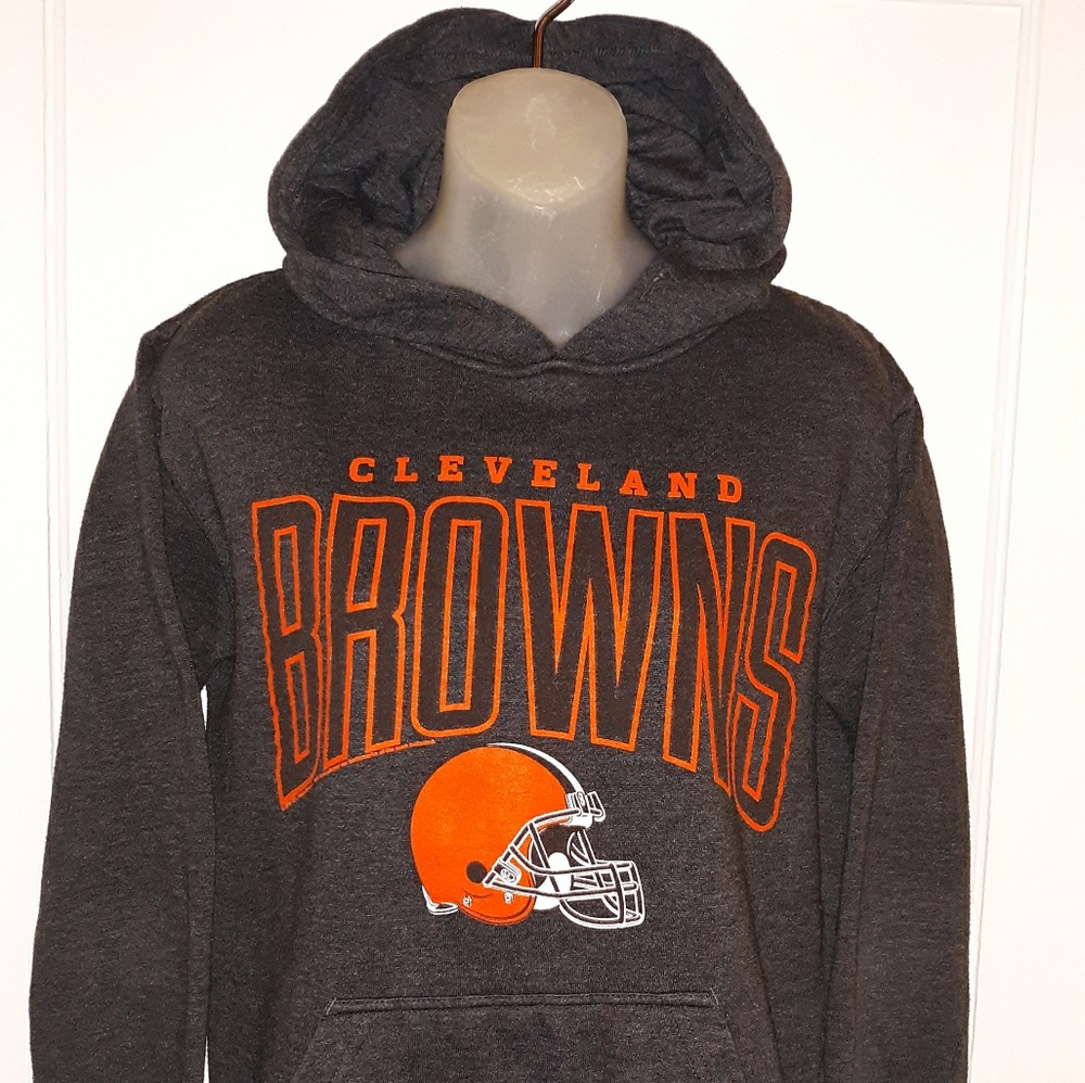 NFL Cleveland Browns Dark Gray Hoodie with Orange Logo